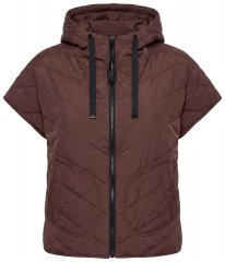 Ulla Popken 851785 Gilet matelassé oversize à capuche Marron