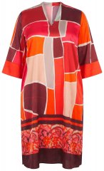 Ulla Popken 852024 Robe mi-longue trapèze à manches 3/4 Rose