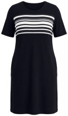 Ulla Popken 852079 Robe t-shirt rayée Noir