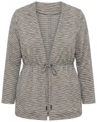 Ulla Popken 852086 Gilet rayé à cordon coulissant Taupe