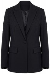 Ulla Popken 852498 Blazer à un bouton et strass Noir