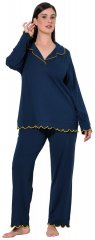 Ulla Popken 852573 Pyjama à col chemise Bleu marine