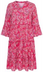 Ulla Popken 852841 Robe fleurie à volants Magenta
