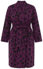 Ulla Popken 853168 Peignoir en éponge à imprimé animal Prune