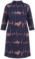 Ulla Popken 853590 Robe en jersey imprimée à manches 3/4 Bleu marine