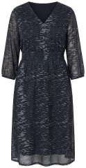 Ulla Popken 853620 Robe mi-longue à imprimé animal et manches 3/4 Noir