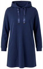 Ulla Popken 853652 Robe en velours à capuche Bleu marine