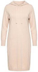 Ulla Popken 853669 Robe en maille à manches longues et capuche Beige