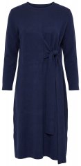 Ulla Popken 853760 Robe en maille à manches longues et ceinture à nouer Bleu marine