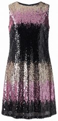 Ulla Popken 853768 Robe à sequins rayée Noir