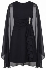 Ulla Popken 853774 Robe à volants Noir