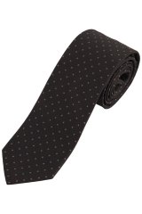 JP1880 853822 Cravate en soie à pois extra-longue Noir