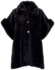Ulla Popken 853886 Cape en fausse fourrure manches 3/4 Noir