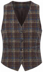 Ulla Popken 853892 Gilet à carreaux col V Brun acajou