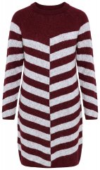 Ulla Popken 854095 Robe en maille rayée Bordeaux