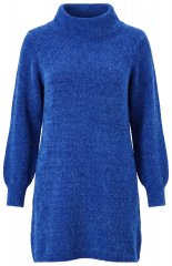 Ulla Popken 854602 Robe en maille à manches longues et col roulé Bleu