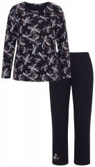 Ulla Popken 856134 Pyjama à fleurs Noir