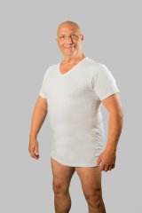 20 Nodi Short Sleeve V-Neck in Stretch Cotton White