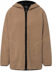 Ulla Popken Long Sleeve Hooded Teddy Jacket Putty
