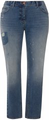 Ulla Popken Distressed Stretch Fit Boyfriend Jeans Blue Denim