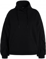 Ulla Popken Gathered Sleeve Oversized Fit Sweatshirt Black