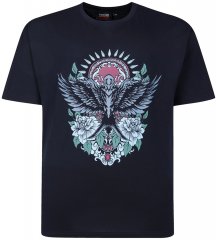 Espionage T444 Tiger Swallow Print T-Shirt Navy