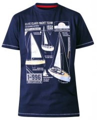 D555 Neville Yacht Team Crew Neck Printed T-Shirt Navy