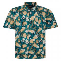 Espionage SH433 chemise manches courtes imprimé floral abstrait vert/taupe