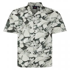 Espionage SH434 chemise manches courtes imprimé feuilles vert