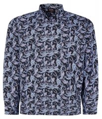 Espionage SH459 Paisley Chemise à manches longues bleu marine/print