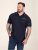 D555 Reid AOP Polo With Jacquard Collar, Pocket And Cuffs Bleu marine - Polos - Polos homme grande taille