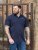 D555 Reid AOP Polo With Jacquard Collar, Pocket And Cuffs Bleu marine - Polos - Polos homme grande taille