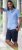 D555 Falmouth 1 Linen Mix Short Sleeve Shirt With Button Down Blue - Chemises - Chemises Grandes Tailles Hommes