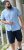 D555 Falmouth 1 Linen Mix Short Sleeve Shirt With Button Down Blue - Chemises - Chemises Grandes Tailles Hommes