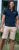 D555 Ilkeston Jacquard Collar & Cuff Short Sleeve Pique Polo Navy - Polos - Polos homme grande taille