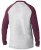 D555 KELTON Long Sleeve Raglan T-Shirt Grey/Burgundy - T-shirts - T-shirts Homme Grande Taille