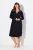 Ulla Popken 812447 Chemise de nuit à col chemise Noir - Chemises de nuit - 