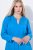 Ulla Popken 831004 Robe mi-longue à manches longues et col V Bleu roi - Robes midi - Robes midi grande taille
