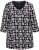 Ulla Popken Snowflake Print 3/4 Sleeve A-Line Tee Black - T-shirts imprimés pour femme - 