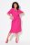 Ulla Popken 838765 Robe en jersey à manches courtes et col V Rose - Robes - Robes pour toutes les tailles