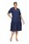 Ulla Popken 840367 Robe mi-longue à manches courtes et col V Bleu marine - Robes midi - Robes midi grande taille