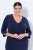 Ulla Popken 841952 Robe sweat à col V Bleu marine - Robes - Robes pour toutes les tailles