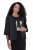 Ulla Popken 842712 Blazer court à nouer à manches volantées Noir - Blazers - Blazers grande taille pour femme