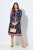 Ulla Popken 845649 Robe en mousseline fleurie Bleu marine - Robes midi - Robes midi grande taille