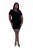 Ulla Popken 846051 Robe en velours à manches courtes Bleu marine - Robes de soirée - Robes de soirée grande taille