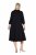 Ulla Popken 846373 Robe mi-longue à ceinture à nouer Noir - Robes midi - Robes midi grande taille
