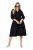 Ulla Popken 846373 Robe mi-longue à ceinture à nouer Noir - Robes midi - Robes midi grande taille