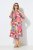 Ulla Popken 848015 Robe mi-longue imprimée à cordon Rose - Robes midi - Robes midi grande taille