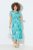 Ulla Popken 848696 Robe mi-longue imprimée à col V Turquoise - Robes midi - Robes midi grande taille