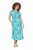 Ulla Popken 848696 Robe mi-longue imprimée à col V Turquoise - Robes midi - Robes midi grande taille